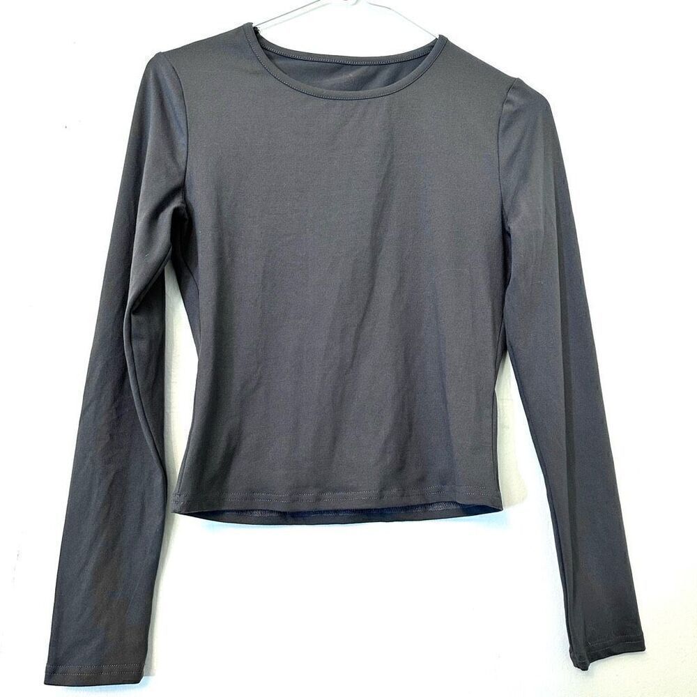 Nordstrom Rack Crew Neck Long Sleeve Pullover Gray T Shirt Size Small